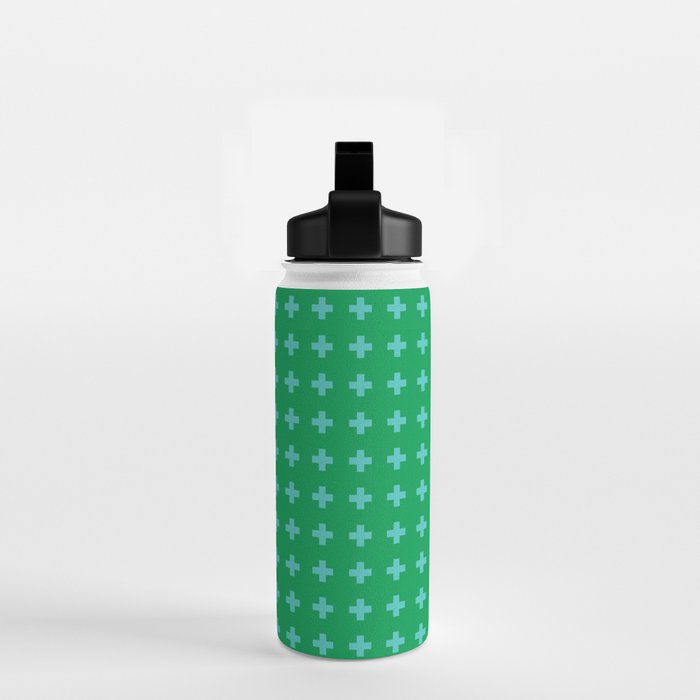 Swiss Cross Symbol in Blue & Green Water Bottle Gallery Image 2