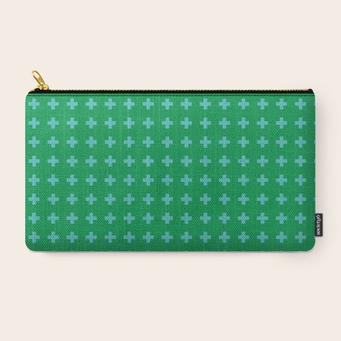 Swiss Cross Symbol in Blue & Green Carry All Pouch Gallery Image 2