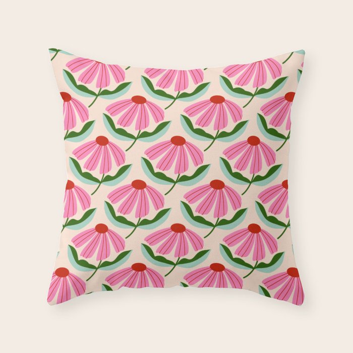 Pink and Red Daisy Throw Pillow Gallery Image 6