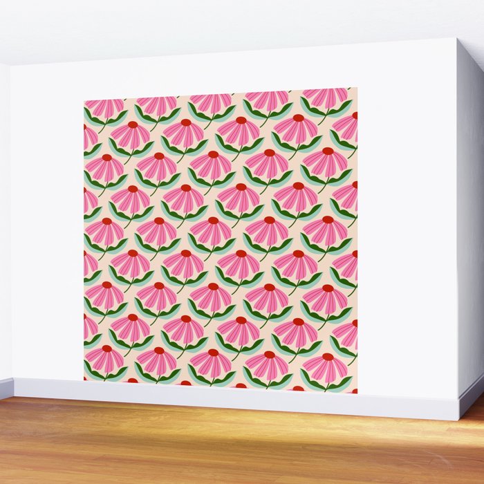 Pink and Red Daisy Wall Mural Gallery Image 2