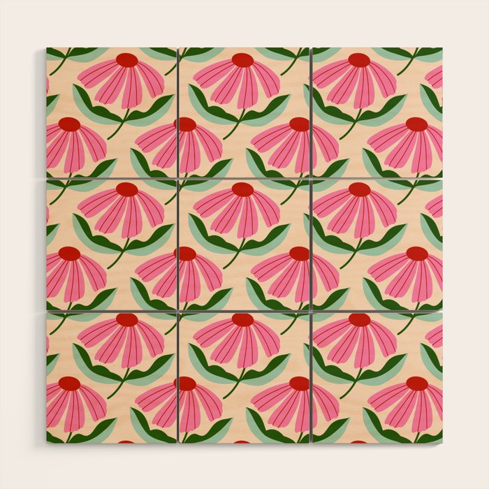 Pink and Red Daisy Wood Wall Art Gallery Image 1