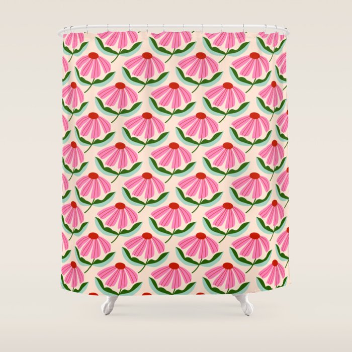 Pink and Red Daisy Shower Curtain Gallery Image 1