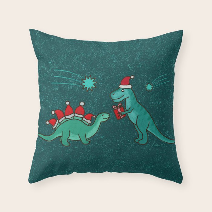 Cute Christmas Dinosaurs Dinos Dinosaur Throw Pillow Gallery Image 6