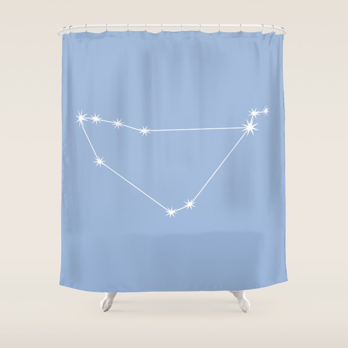Capricorn Zodiac Star Constellation Line Art Sky Blue Shower Curtain Gallery Image 1