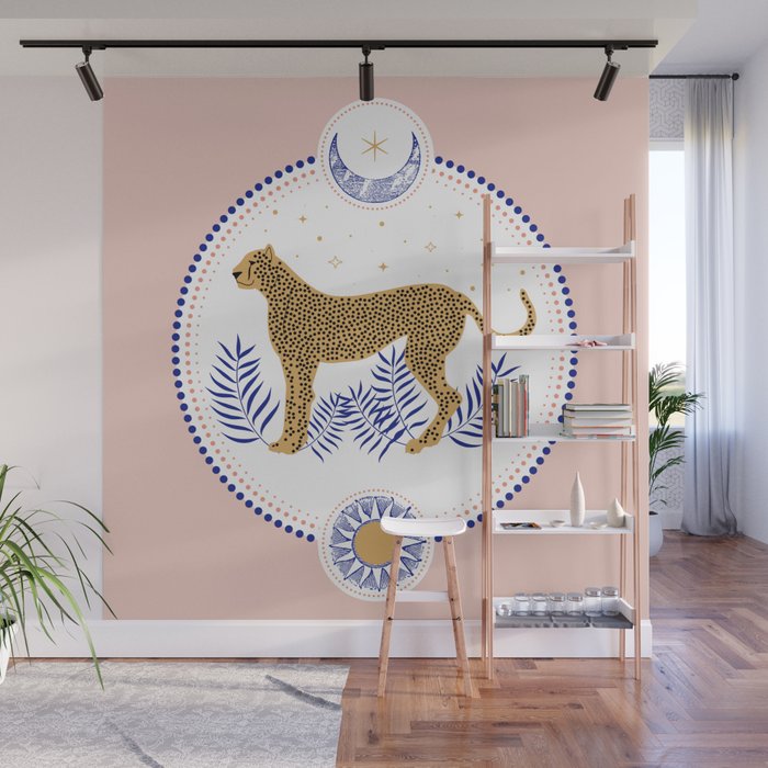 Wild Cheetah and the Moon 2 Wall Mural Gallery Image 1