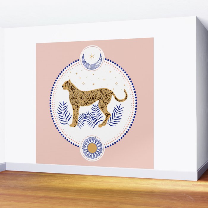 Wild Cheetah and the Moon 2 Wall Mural Gallery Image 2