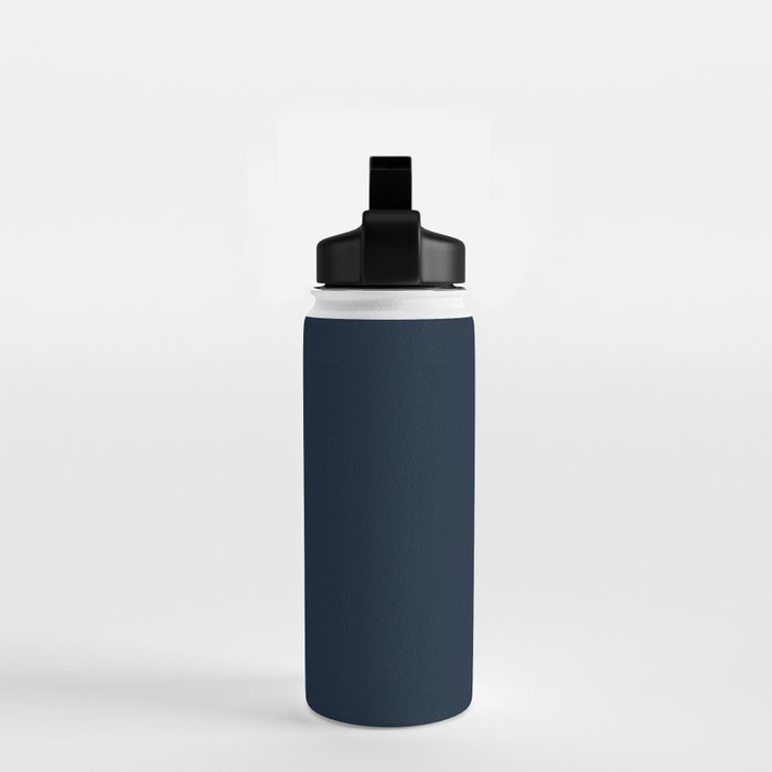 Minimal, Solid Color, Dark Navy Blue Water Bottle Gallery Image 2