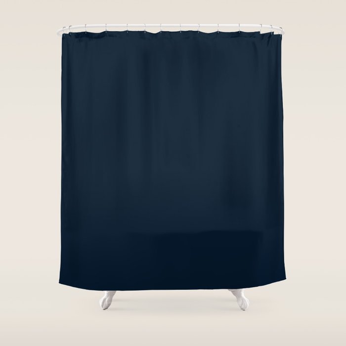 Minimal, Solid Color, Dark Navy Blue Shower Curtain Gallery Image 1