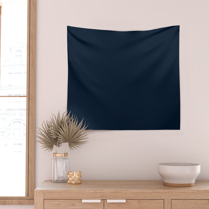 Minimal, Solid Color, Dark Navy Blue Wall Tapestry Gallery Image 2