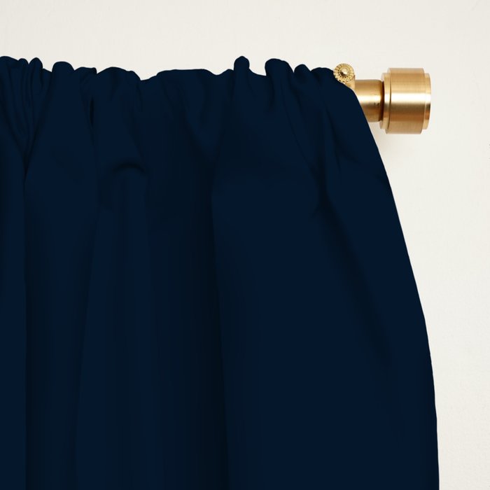 Minimal, Solid Color, Dark Navy Blue Window Curtain Gallery Image 2