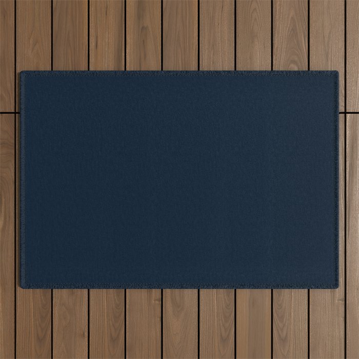 Minimal, Solid Color, Dark Navy Blue Outdoor Rug Gallery Image 1