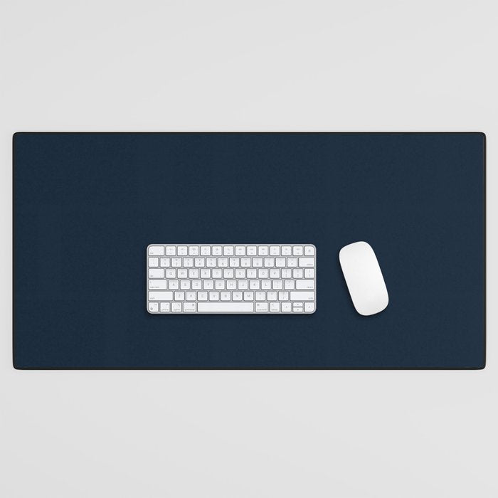 Minimal, Solid Color, Dark Navy Blue Desk Mat Gallery Image 1