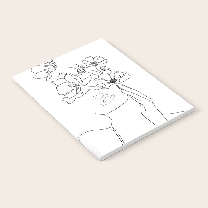 Minimal Line Art Woman with Flowers Notebook Gallery Image 2