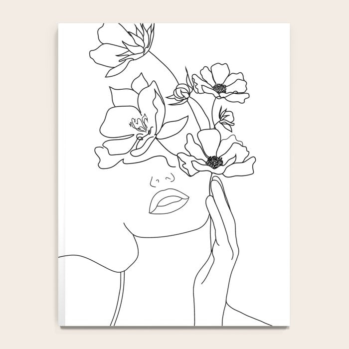 Minimal Line Art Woman with Flowers Notebook Gallery Image 4
