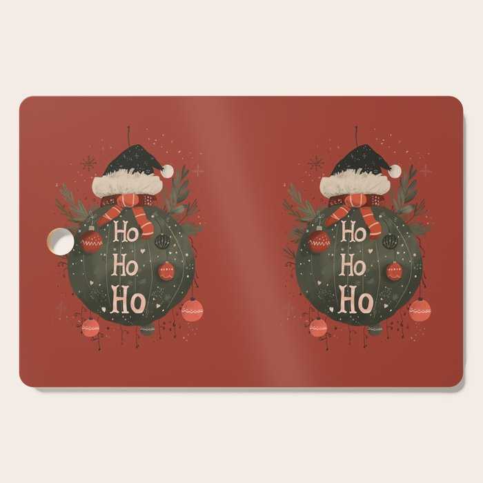 Festive Ho Ho Ho Bauble Red  Cutting Board Gallery Image 1