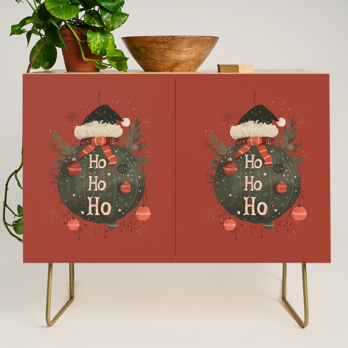 Festive Ho Ho Ho Bauble Red  Credenza Gallery Image 1