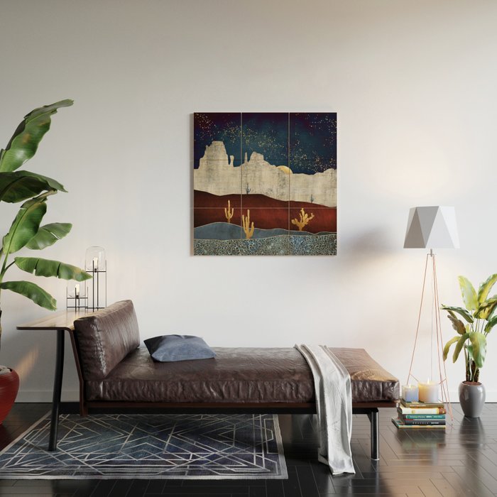 Moonlit Desert Wood Wall Art Gallery Image 2