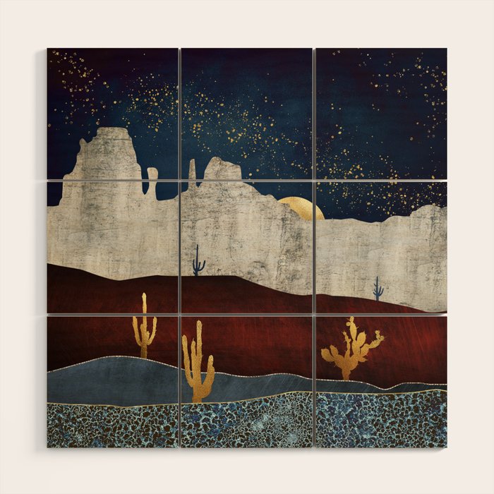 Moonlit Desert Wood Wall Art Gallery Image 1