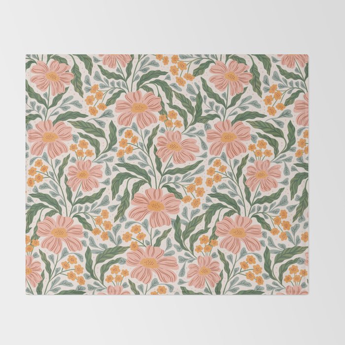 Mila I - boho nature inspired illustration Throw Blanket Gallery Image 2