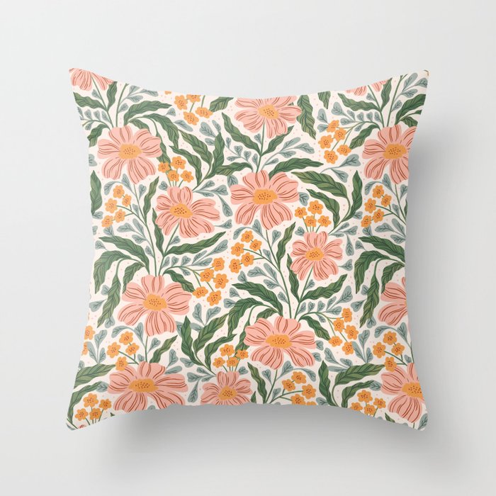 Mila I - boho nature inspired illustration Throw Pillow Gallery Image 1