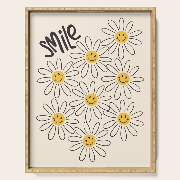 Smiley face 70s Daisy  Serving Tray Gallery Image 1
