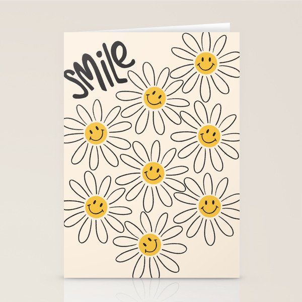 Smiley face 70s Daisy  Stationery Card Gallery Image 1