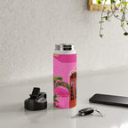 Pink Building Architecture | Pop Art Travel House Painting | Modern Bohemian Décor Spain Palace Water Bottle Gallery Image 4
