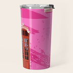 Pink Building Architecture | Pop Art Travel House Painting | Modern Bohemian Décor Spain Palace Travel Mug Gallery Image 2
