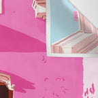 Pink Building Architecture | Pop Art Travel House Painting | Modern Bohemian Décor Spain Palace Wall Tapestry Gallery Image 3