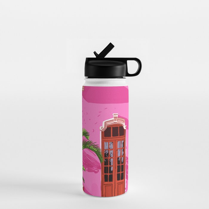 Pink Building Architecture | Pop Art Travel House Painting | Modern Bohemian Décor Spain Palace Water Bottle Gallery Image 1