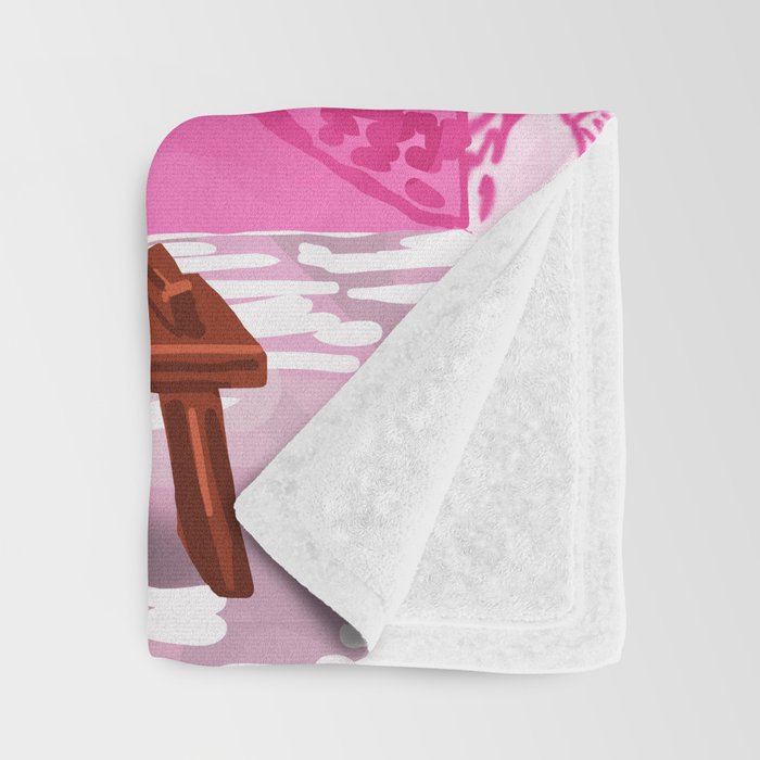 Pink Building Architecture | Pop Art Travel House Painting | Modern Bohemian Décor Spain Palace Throw Blanket Gallery Image 3