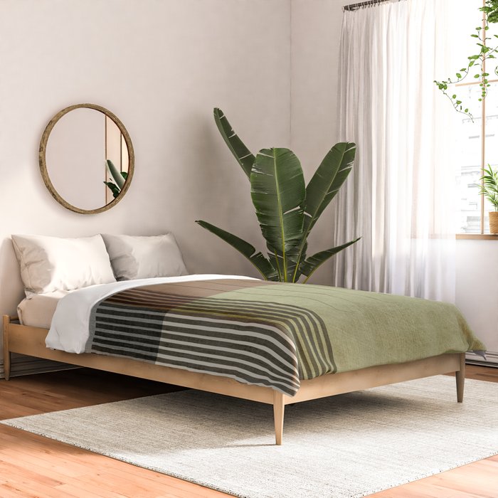 Olive Green Brown Gray Black Bold Lines Artwork Comforter Gallery Image 2