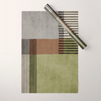 Olive Green Brown Gray Black Bold Lines Artwork Wrapping Paper Gallery Image 1