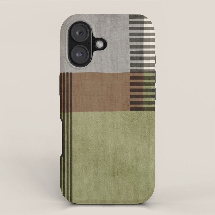 Olive Green Brown Gray Black Bold Lines Artwork iPhone Case Gallery Image 1