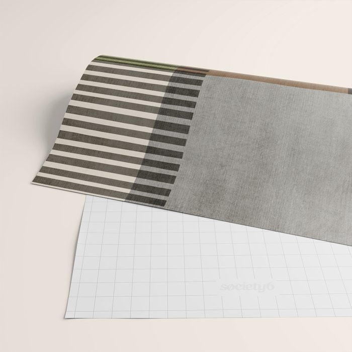 Olive Green Brown Gray Black Bold Lines Artwork Wrapping Paper Gallery Image 2