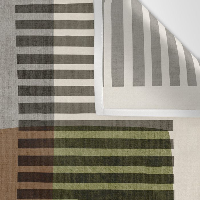 Olive Green Brown Gray Black Bold Lines Artwork Wall Tapestry Gallery Image 3