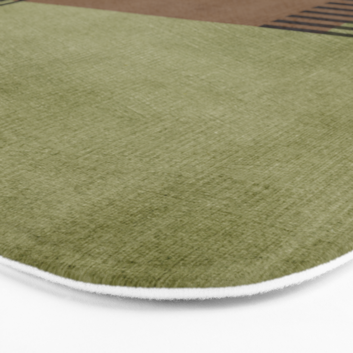 Olive Green Brown Gray Black Bold Lines Artwork Bath Mat Gallery Image 3