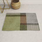 Olive Green Brown Gray Black Bold Lines Artwork Rug Gallery Image 1