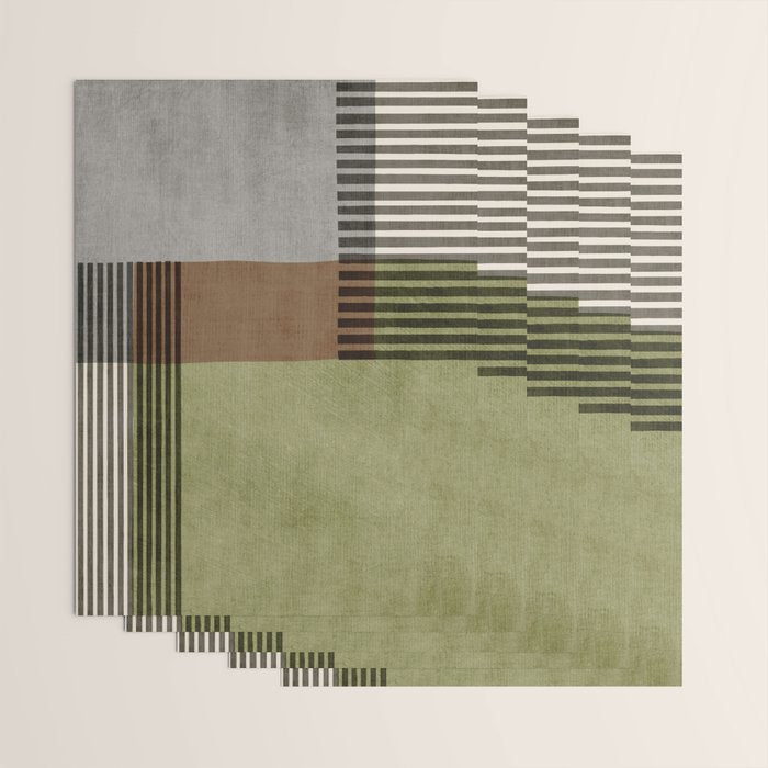 Olive Green Brown Gray Black Bold Lines Artwork Wrapping Paper Gallery Image 3