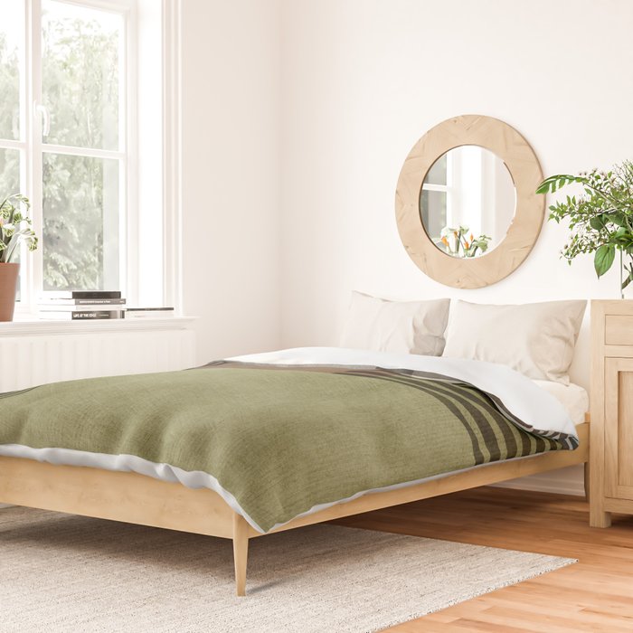 Olive Green Brown Gray Black Bold Lines Artwork Duvet Cover Gallery Image 2