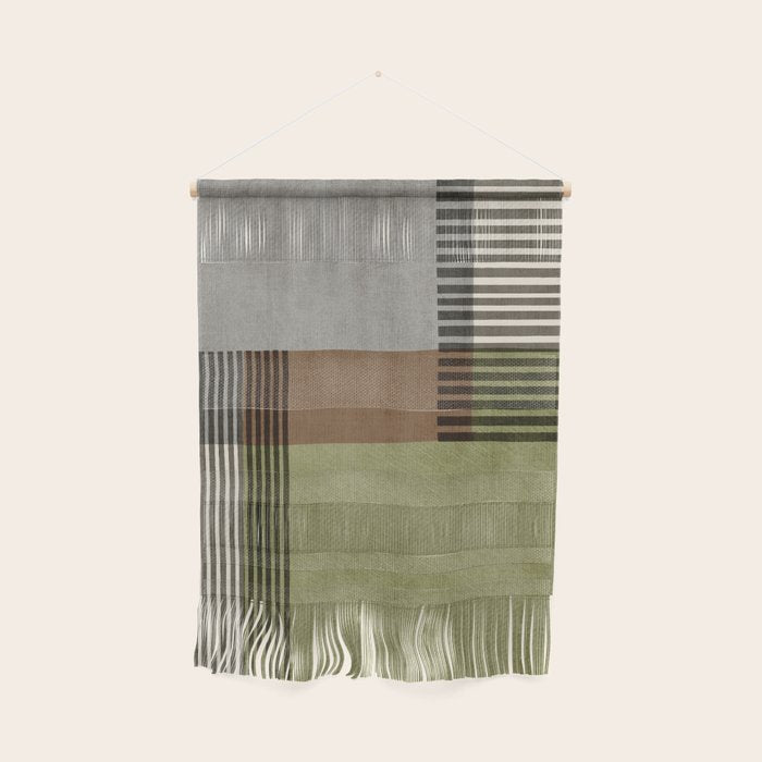 Olive Green Brown Gray Black Bold Lines Artwork Wall Hanging Gallery Image 1