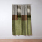 Olive Green Brown Gray Black Bold Lines Artwork Window Curtain Gallery Image 3