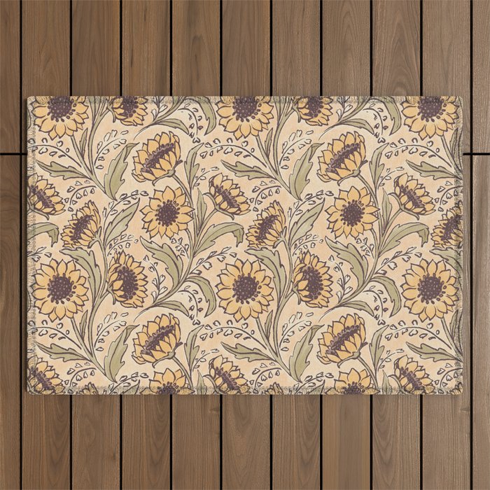 Sunflowers - gold Outdoor Rug Gallery Image 1