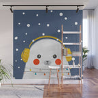 Christmas Baby Seal with fairy lights Wall Mural Gallery Image 1