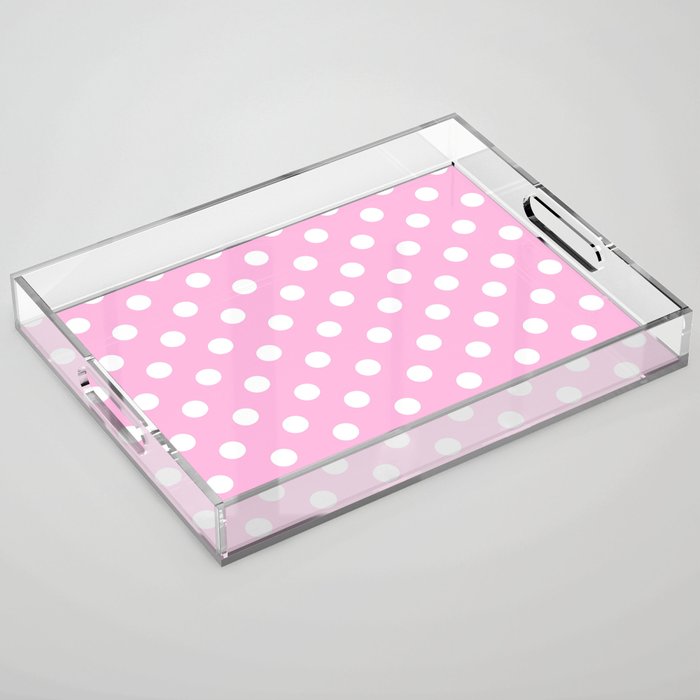 Polka Dots (White & Pink Pattern) Acrylic Tray Gallery Image 1