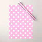 Polka Dots (White & Pink Pattern) Wrapping Paper Gallery Image 1