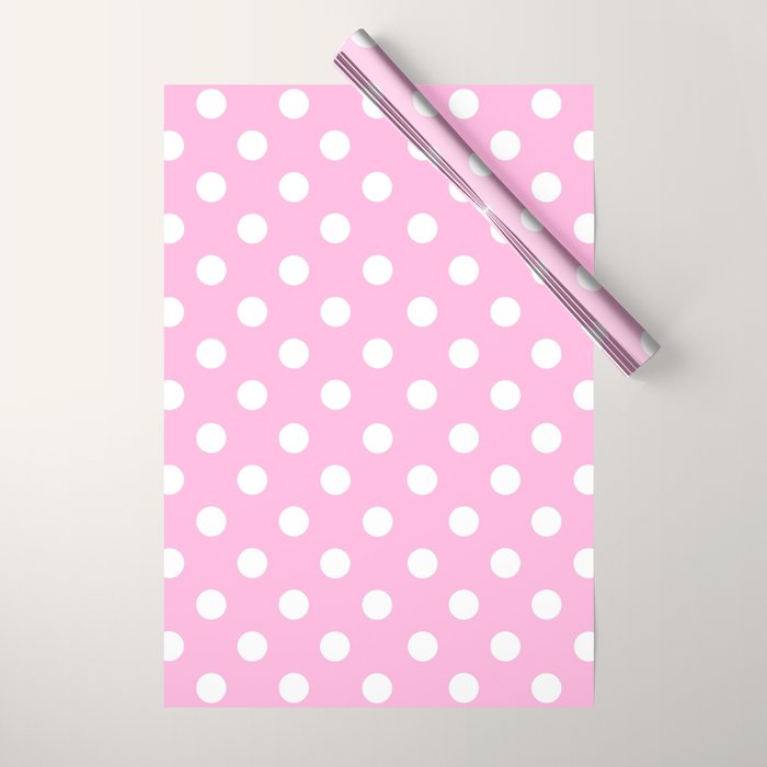 Polka Dots (White & Pink Pattern) Wrapping Paper Gallery Image 1