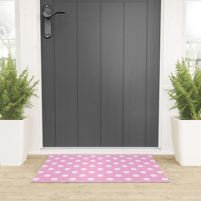 Polka Dots (White & Pink Pattern) Welcome Mat Gallery Image 3