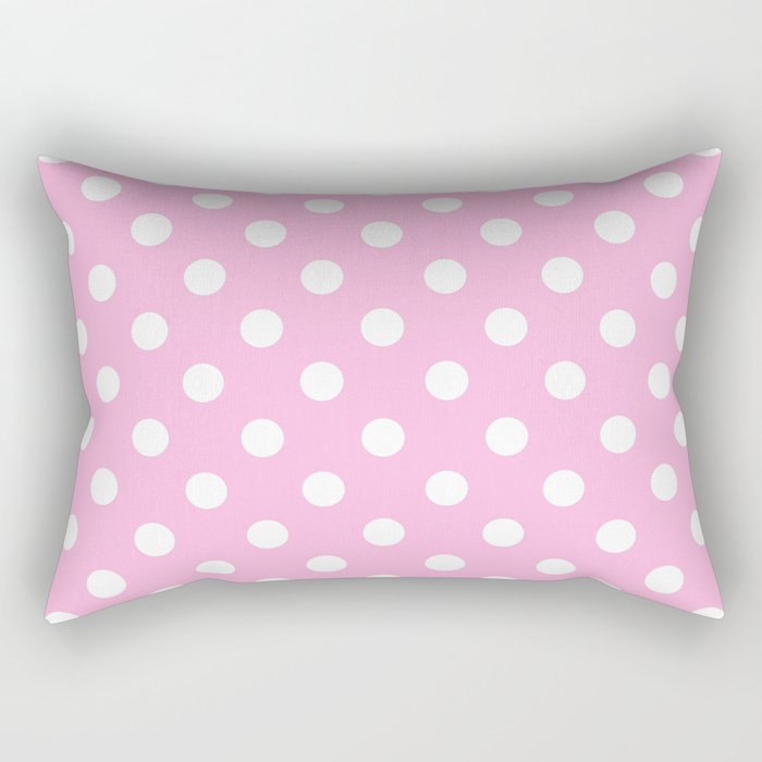 Polka Dots (White & Pink Pattern) Rectangular Pillow Gallery Image 2