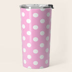 Polka Dots (White & Pink Pattern) Travel Mug Gallery Image 2